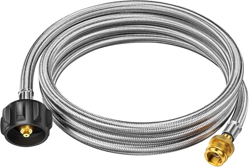 Alloxity 8ft Propane Hose Connects 1LB Portable Grill/Heater to 20lb Propane Tank, for Buddy Heater, Q Series Travel Grill/17&22” Griddle/Camping Stove - Image 1